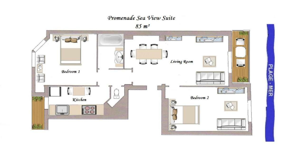 Sea Front Suite - Panoramic View With Terrace - 85 M Nice Exterior photo